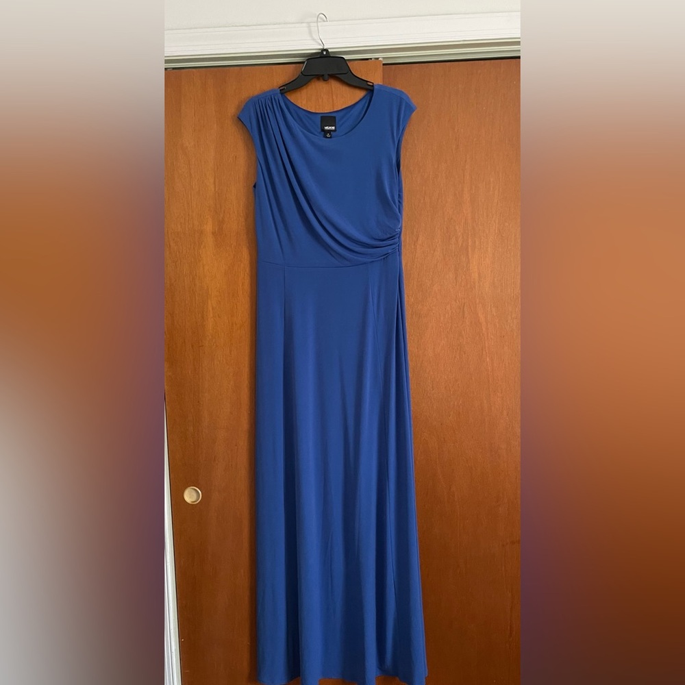 Blue, short sleeve, long dress. Size 12. Worn once to an event.